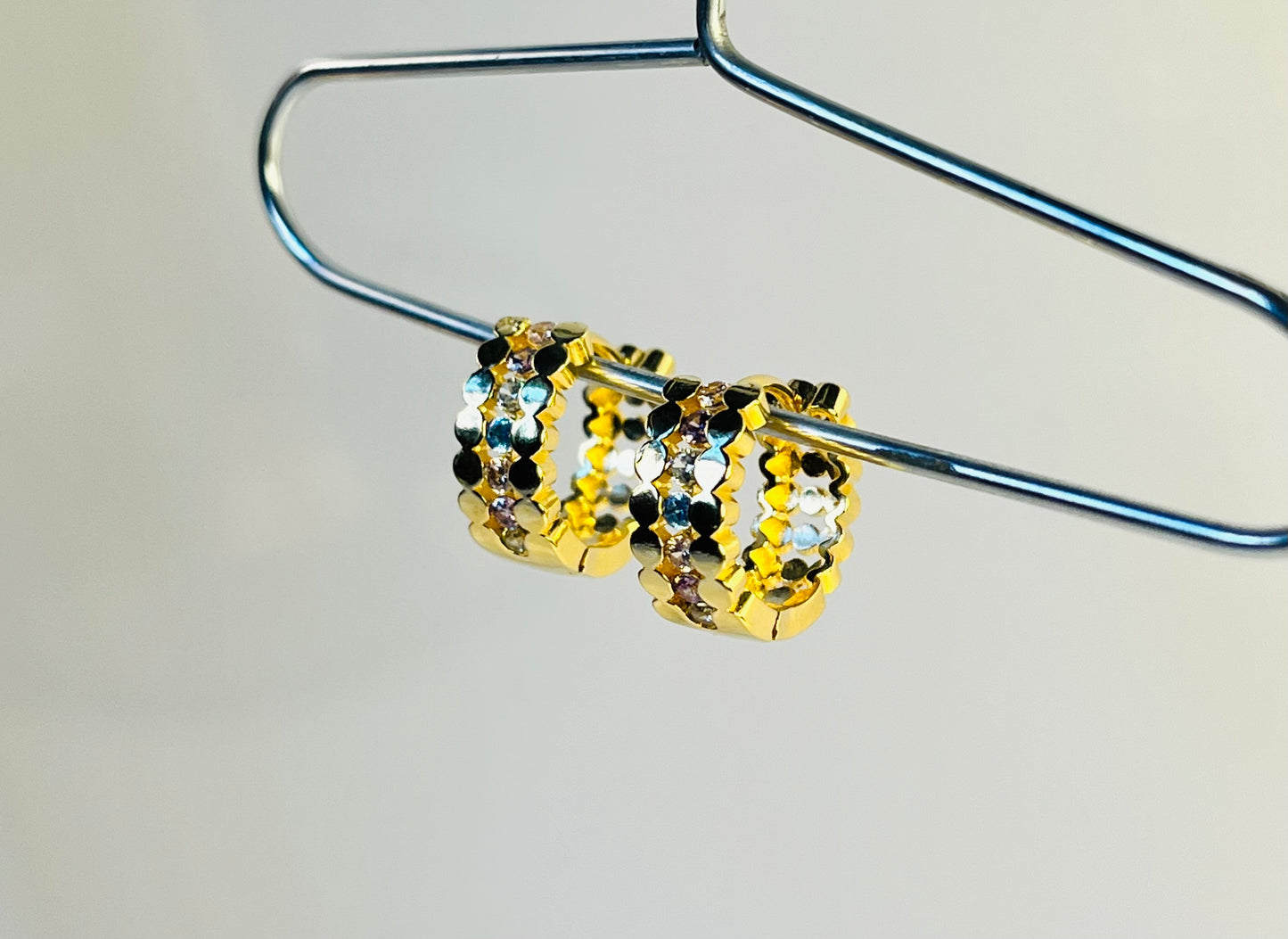 Luxe Hoops – Gold-Plated Rainbow Zirconia Earrings