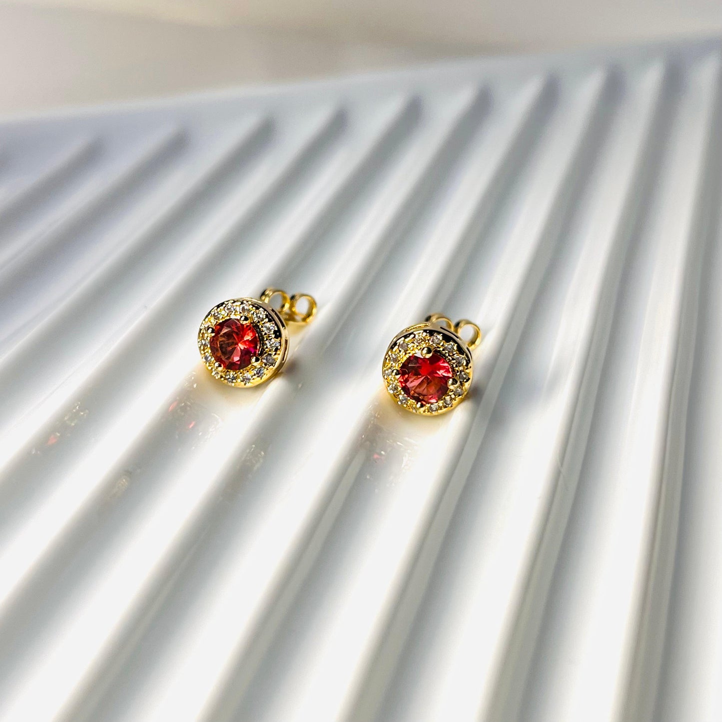 Azure Studs – Gold-Plated Earrings with Blue Zirconia