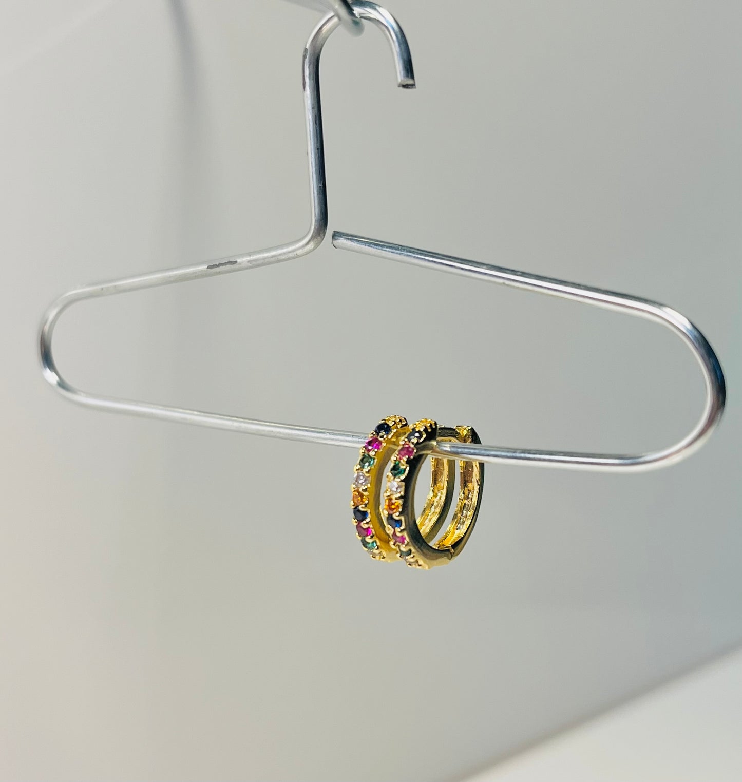 Rayna Hoops – Gold-Plated Multicolor Zirconia Earrings