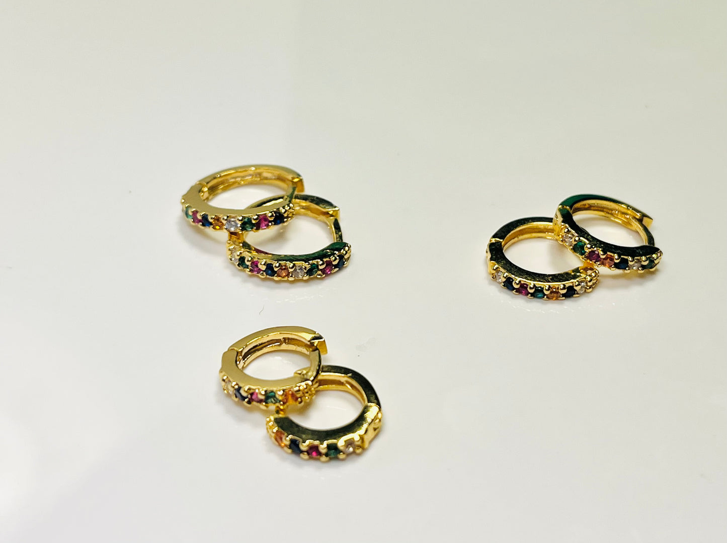 Rayna Hoops – Gold-Plated Multicolor Zirconia Earrings