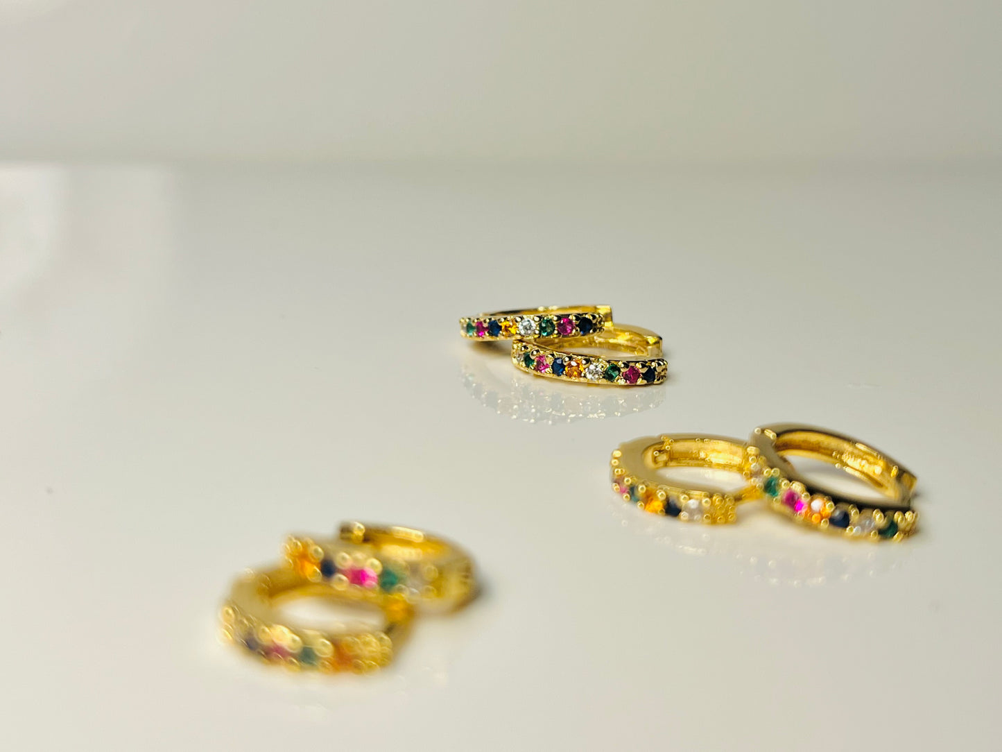 Rayna Hoops – Gold-Plated Multicolor Zirconia Earrings