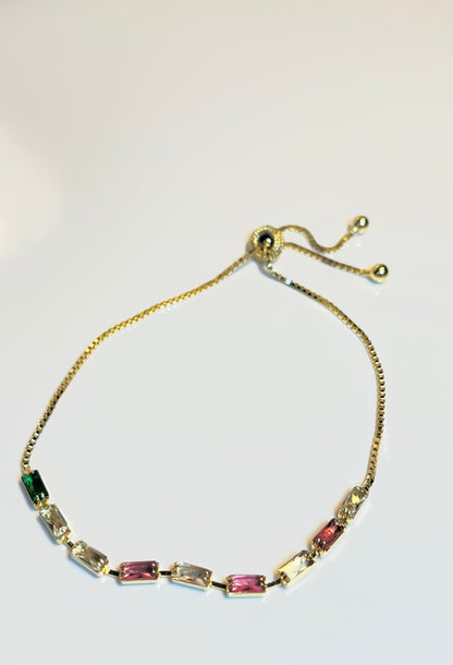 Aurora Bracelet – Gold-Plated Adjustable with Multicolor Zirconia