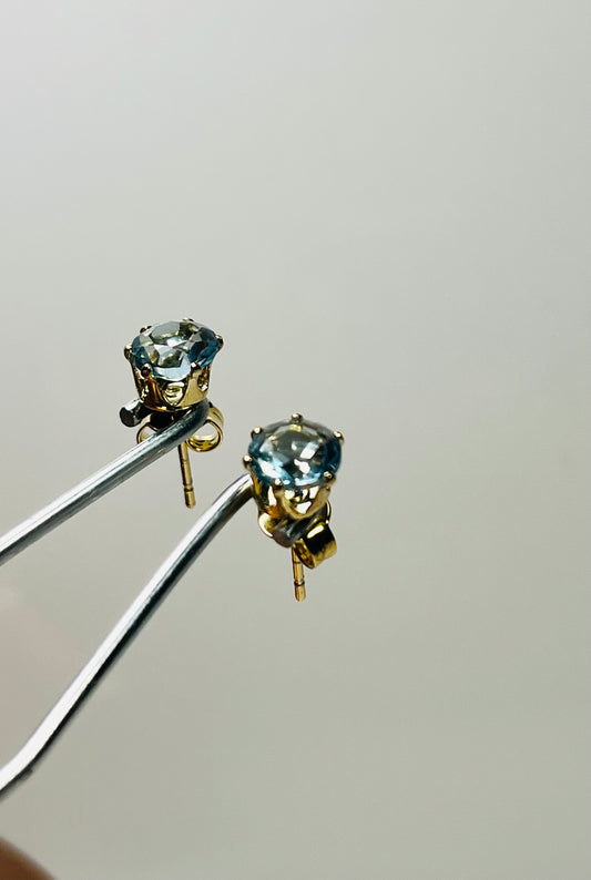 Skye Studs – Gold-Plated Blue Zirconia Earrings