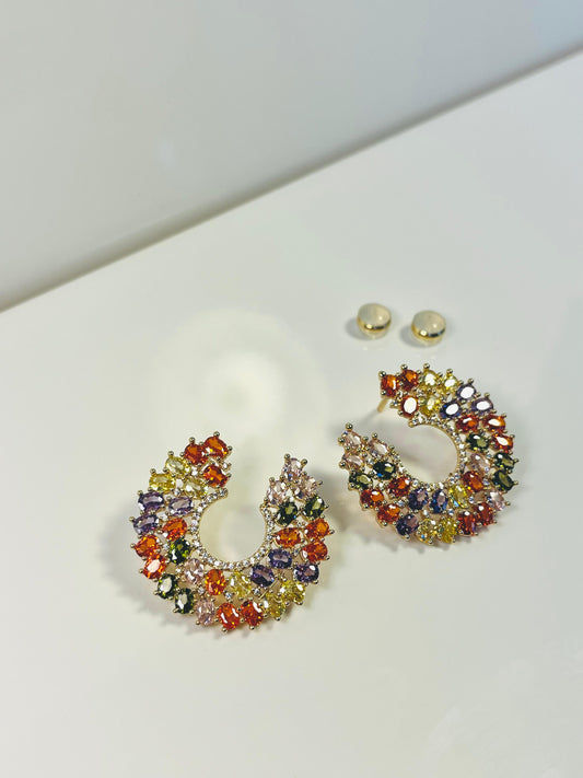 Zaria Earrings – Gold-Plated Color Burst Hoops