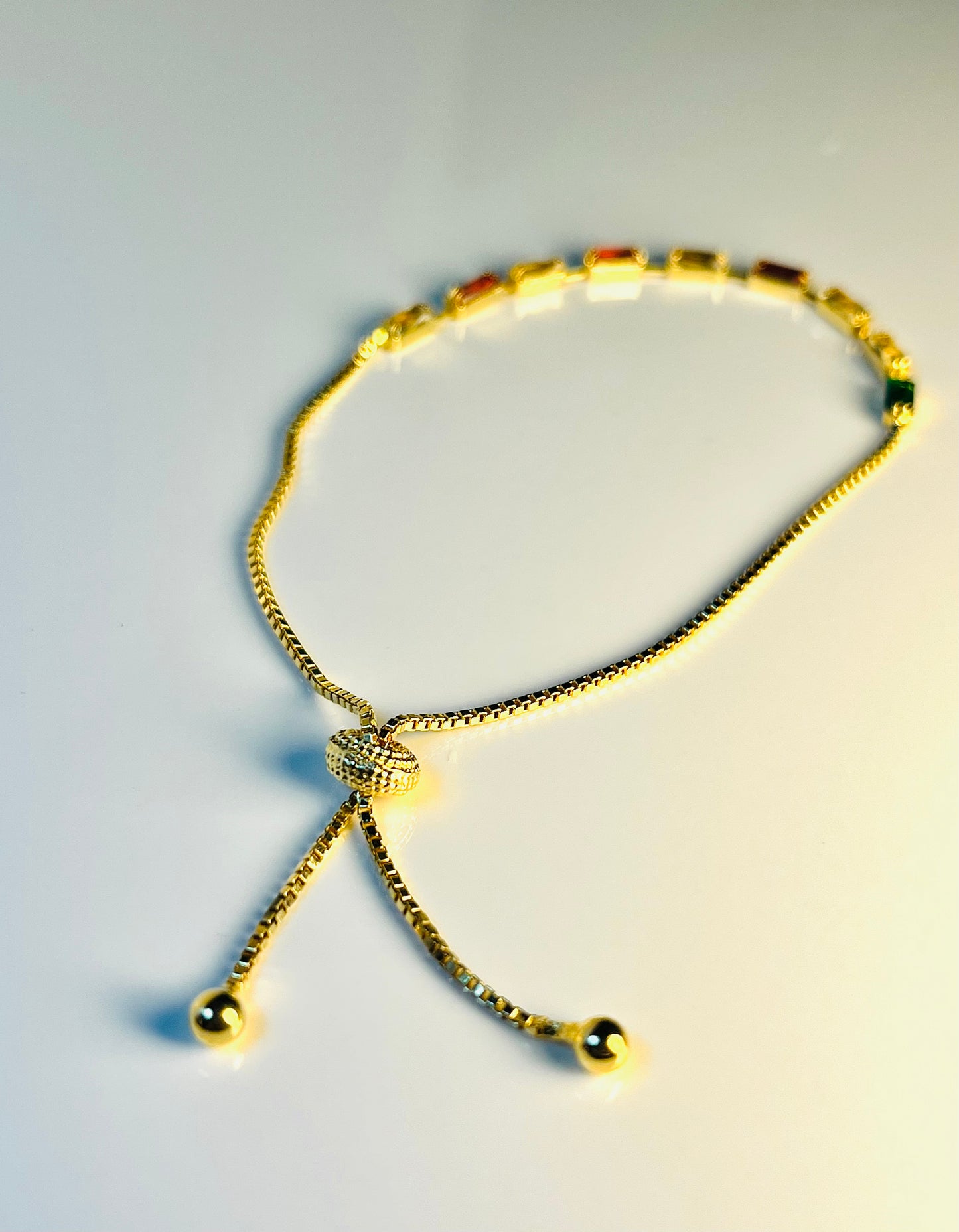 Aurora Bracelet – Gold-Plated Adjustable with Multicolor Zirconia