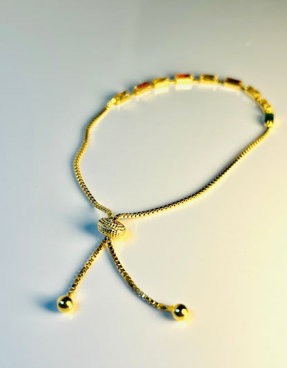 Aurora Bracelet – Gold-Plated Adjustable with Multicolor Zirconia