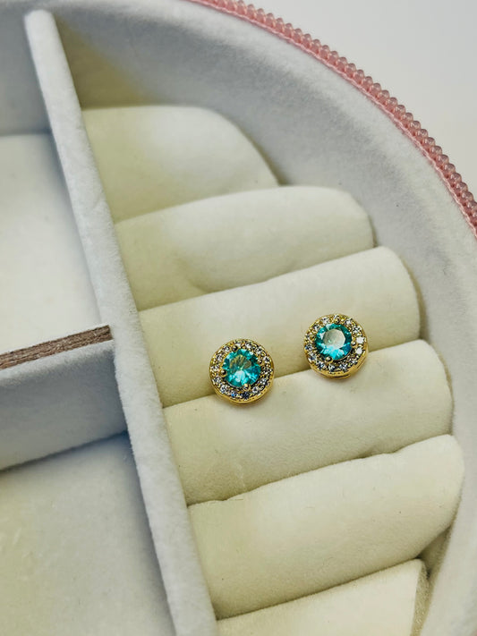 Azure Studs – Gold-Plated Earrings with Blue Zirconia
