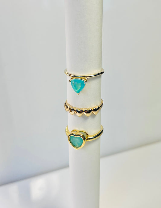 Aqua Drop Ring – Gold-Plated Triangle Stone