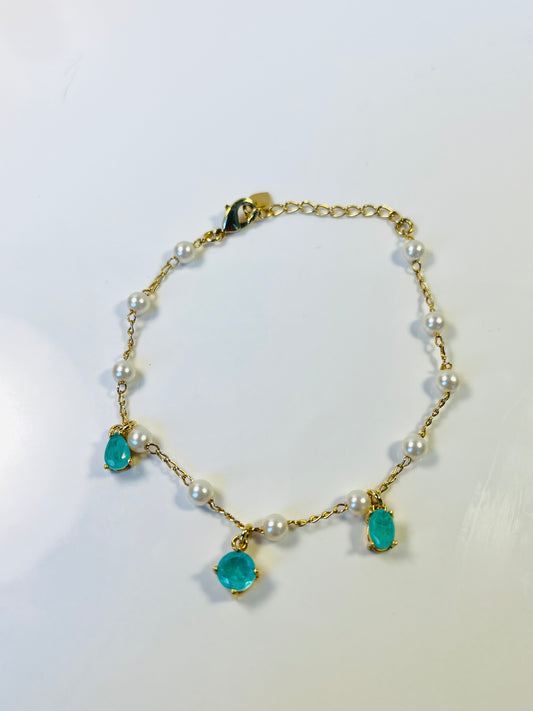 Aquarella Bracelet – Gold-Plated with Pearls & Blue Stones