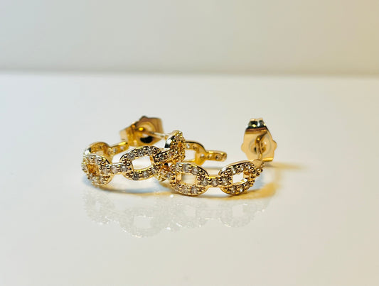 Linka Hoops – Gold-Plated Chain Link Earrings with Zirconia