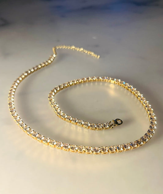Riviera Necklace – Gold-Plated with Zirconia