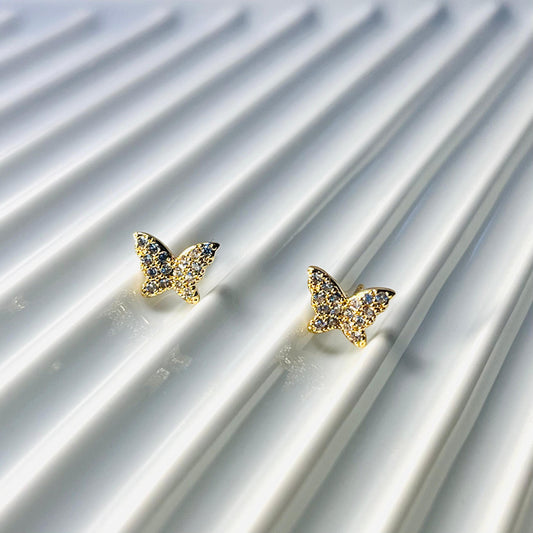Luzia Earrings – Gold-Plated Butterfly Sparkle Studs