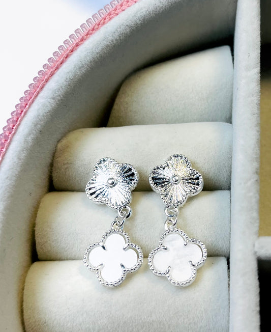 Luma Earrings – Silver Clover Drops