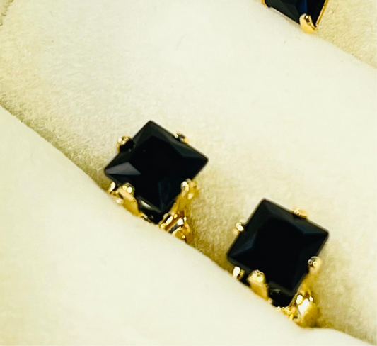 Onyx Studs – Gold-Plated Black Zirconia Earrings