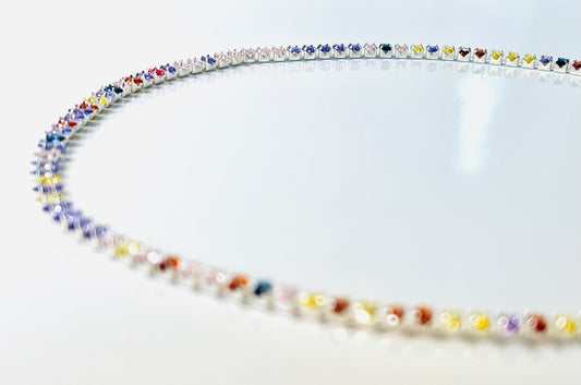 Alma Necklace – Silver Heart with Rainbow Zirconia