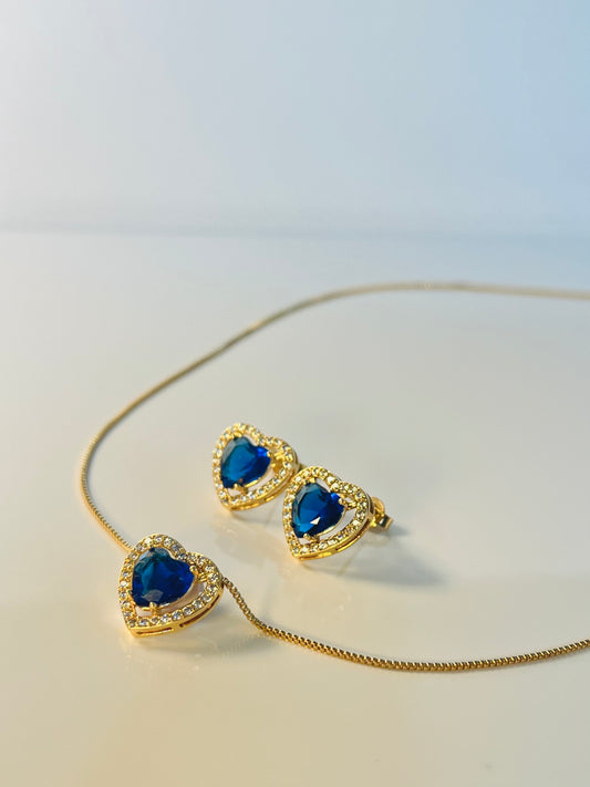 Saphira Set – Gold-Plated Heart with Sapphire Zirconia