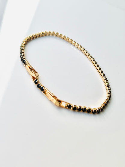 Riviera Noir – Gold-Plated Bracelet with Black Zirconia