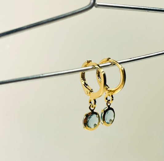 Celeste Hoops – Gold-Plated Earrings with Soft Green Crystal