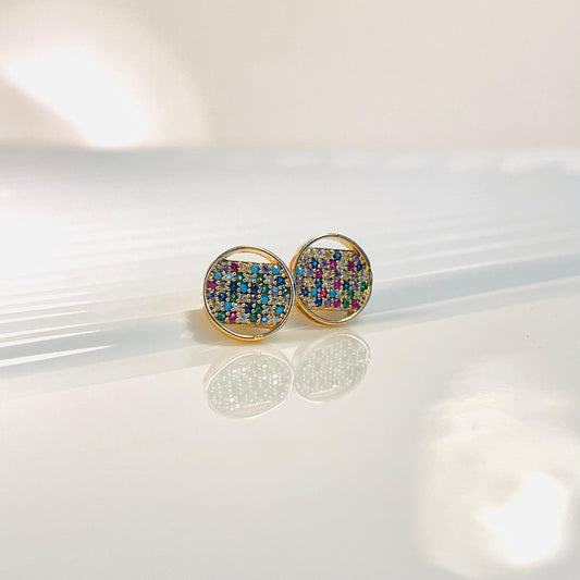 Dazzle Earrings – Gold-Plated Multicolor Studs