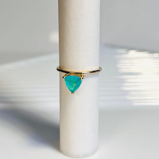 Aqua Drop Ring – Gold-Plated Triangle Stone